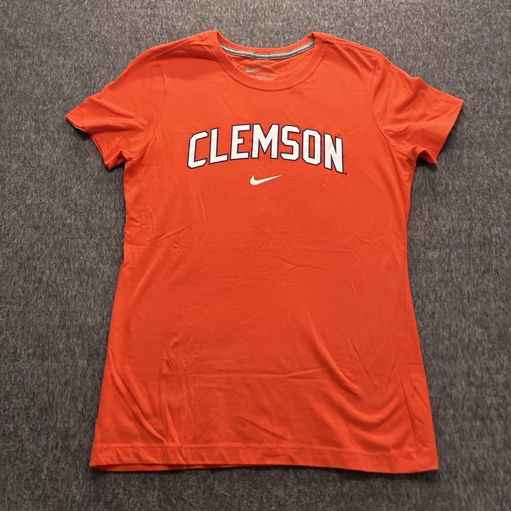 Nike Clemson Orange Center Swoosh T-Shirt Size L Slim Women's